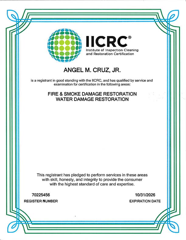 Angel CruzIICRC Certification Bulovas Restoration